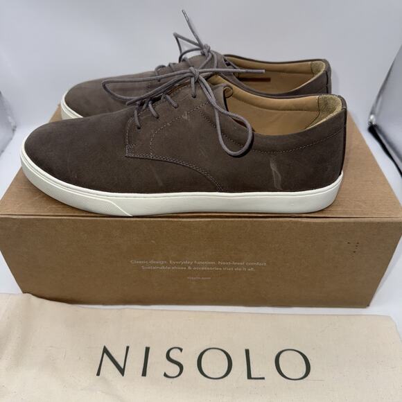 Nisolo Diego Everyday Sneaker Shoes Mens 8 Gray Leather Casual Comfort NEW - Picture 2 of 8